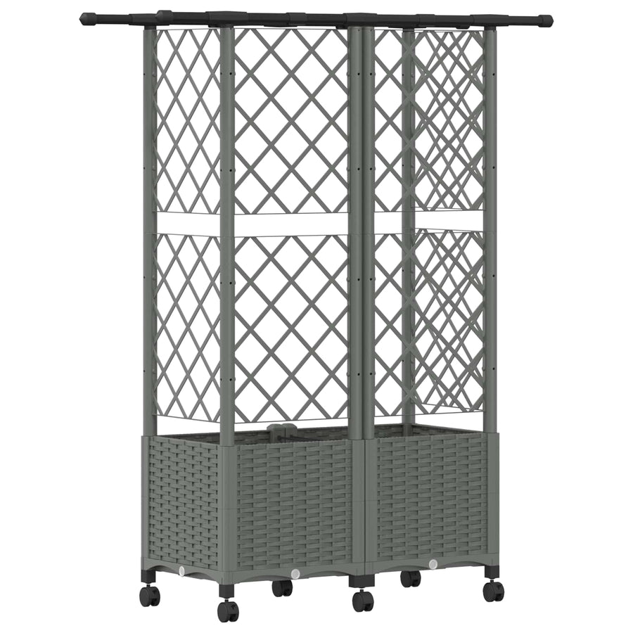 Verhoogd Bed met Trellis en Dak Lichtgrijs 124 x 40 x 142 cm PP
