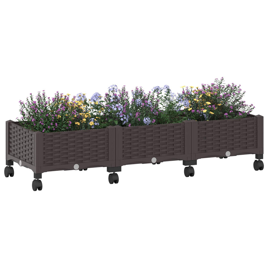 Tuinschaal met wielen Bruin 120 x 40 x 29 cm PP