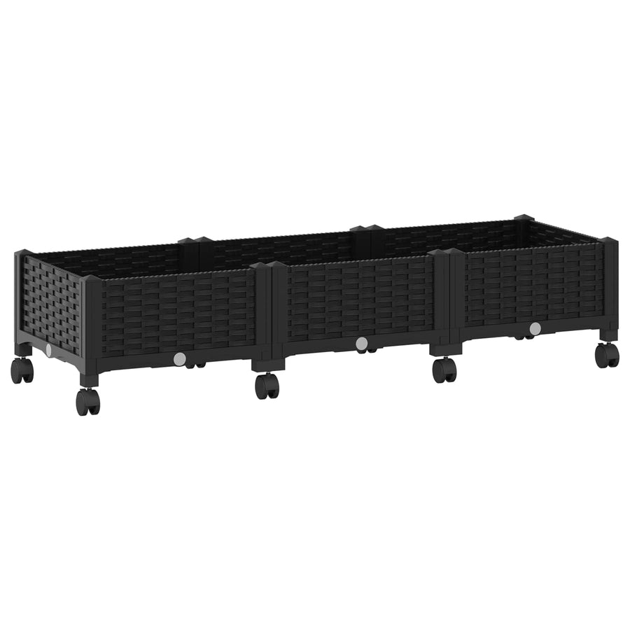 Tuinschaal met wielen Zwart 120 x 40 x 29 cm PP
