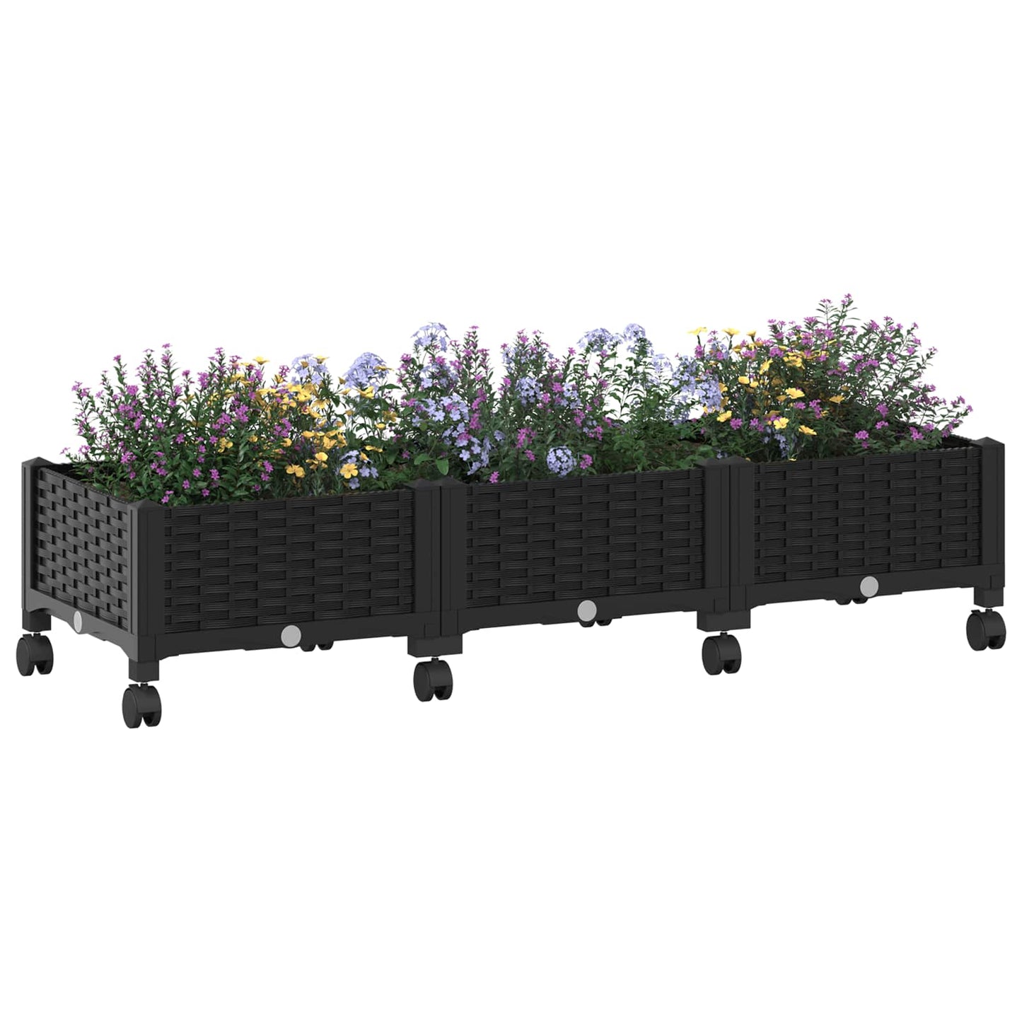 Tuinschaal met wielen Zwart 120 x 40 x 29 cm PP