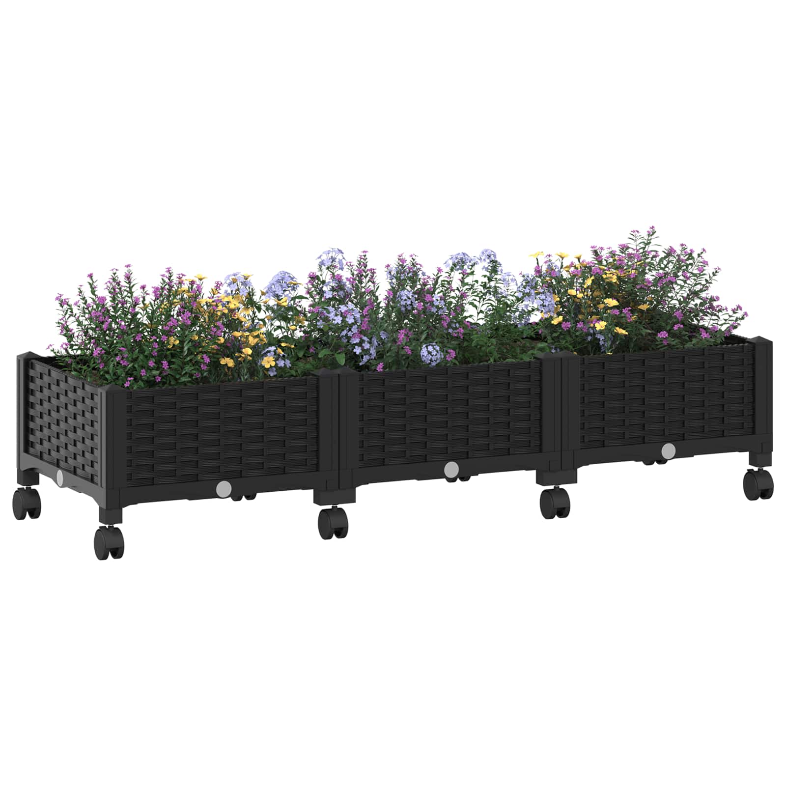 Tuinschaal met wielen Zwart 120 x 40 x 29 cm PP