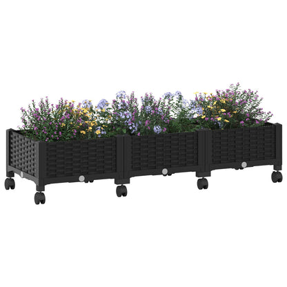 Tuinschaal met wielen Zwart 120 x 40 x 29 cm PP