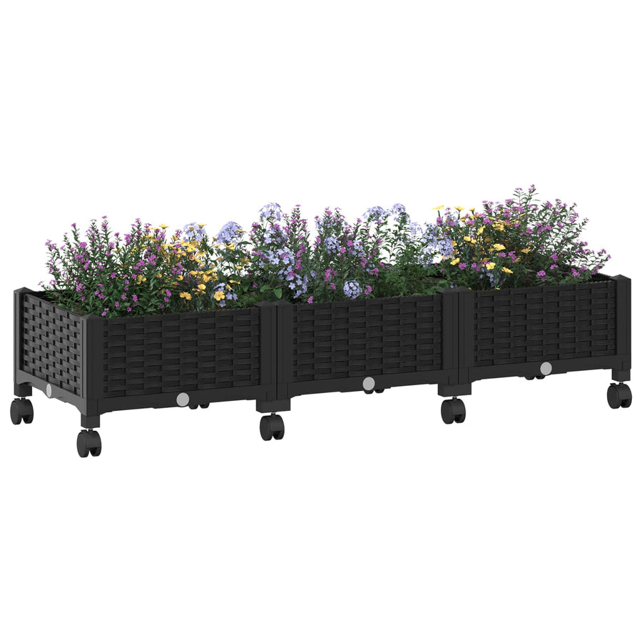Tuinschaal met wielen Zwart 120 x 40 x 29 cm PP