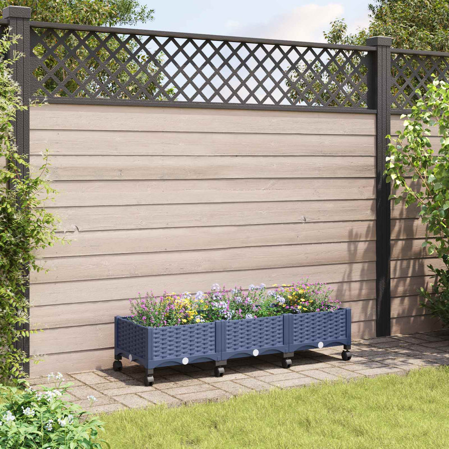 Tuinschaal met wielen Blauw Grijs 120 x 40 x 33 cm PP