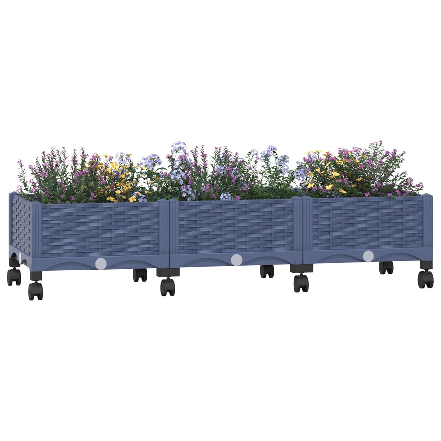 Tuinschaal met wielen Blauw Grijs 120 x 40 x 33 cm PP