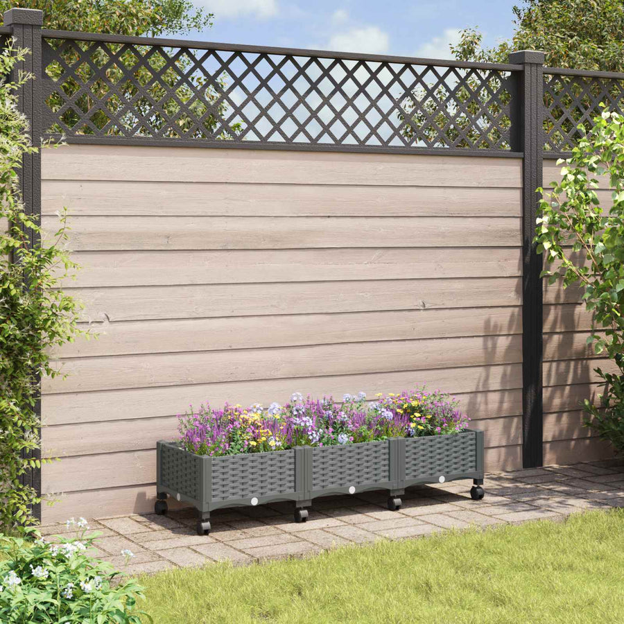 Tuinschaal met wielen Lichtgrijs 120 x 40 x 33 cm PP