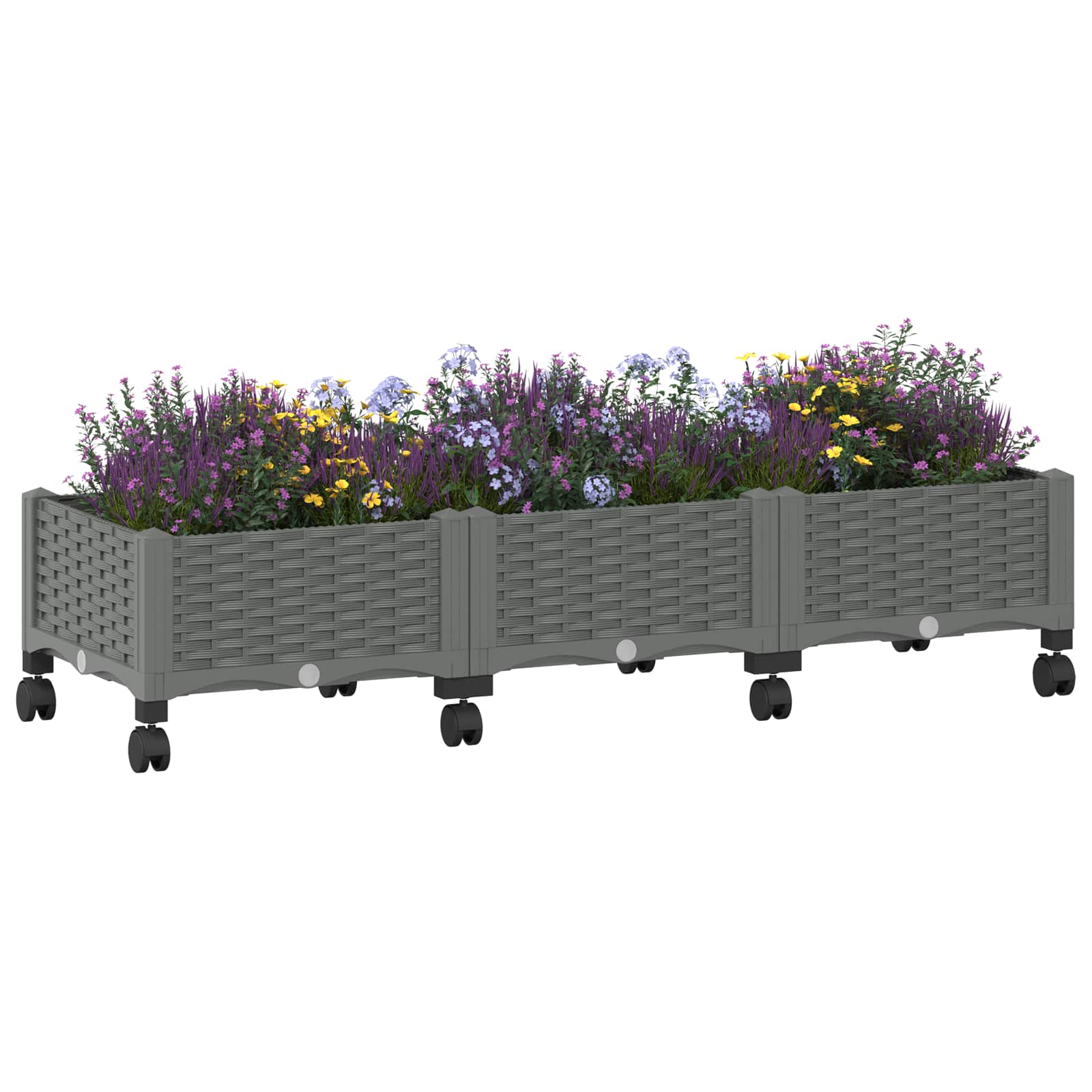 Tuinschaal met wielen Lichtgrijs 120 x 40 x 33 cm PP