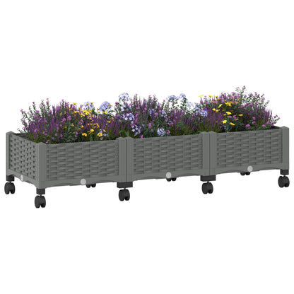 Tuinschaal met wielen Lichtgrijs 120 x 40 x 33 cm PP