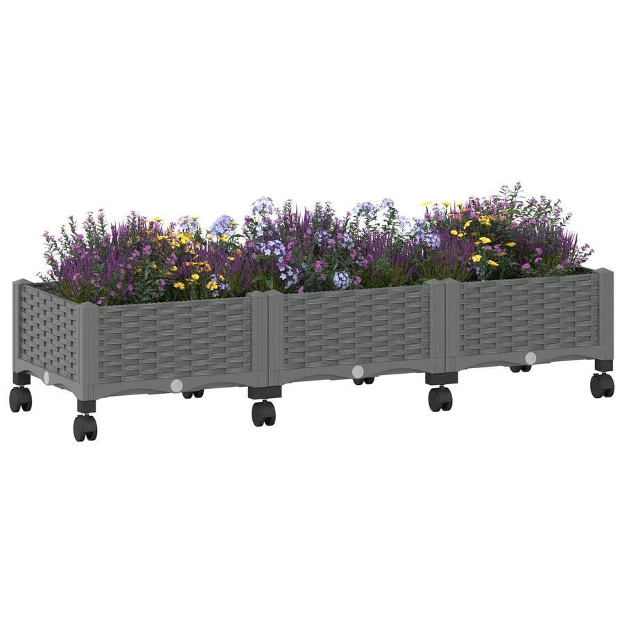 Tuinschaal met wielen Lichtgrijs 120 x 40 x 33 cm PP