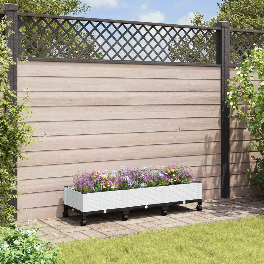 Tuinschaal met wielen Wit 120 x 40 x 33 cm PP