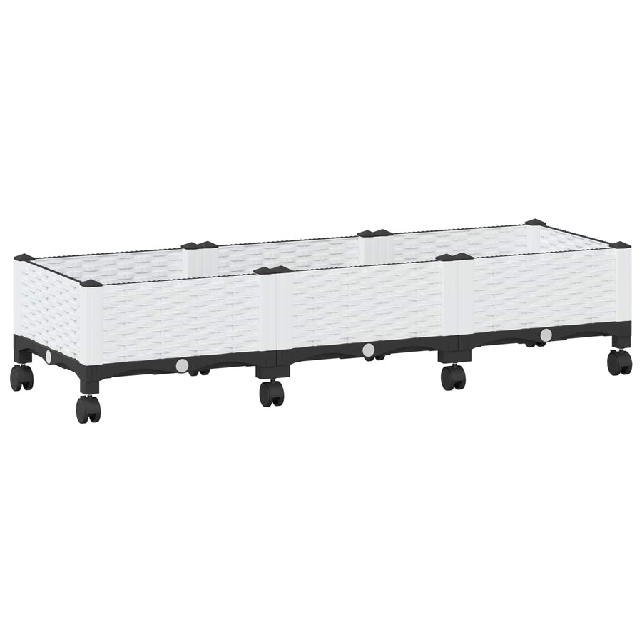 Tuinschaal met wielen Wit 120 x 40 x 33 cm PP
