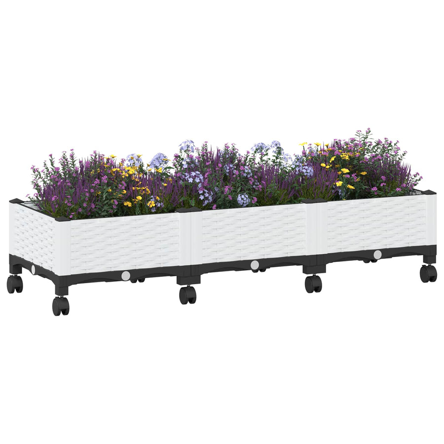 Tuinschaal met wielen Wit 120 x 40 x 33 cm PP