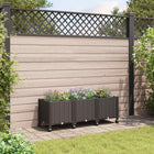 Plantenbak met wielen 120x40x44 cm bruin PP