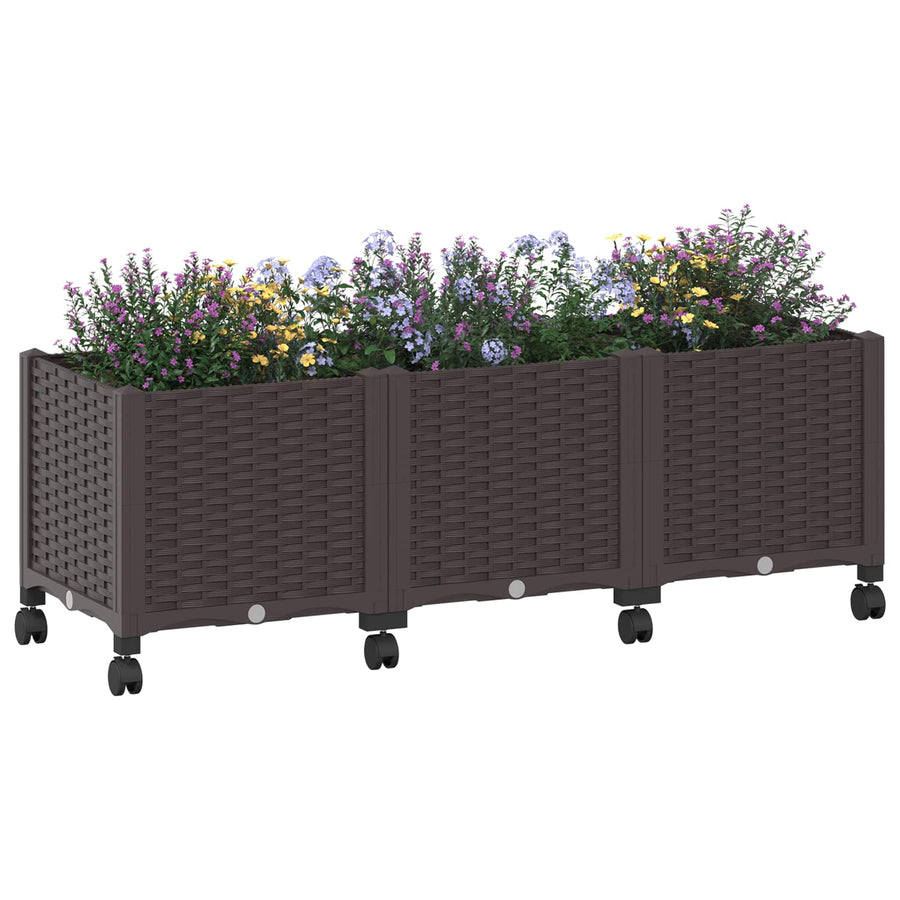 Tuinschaal met wielen Bruin 120 x 40 x 44 cm PP
