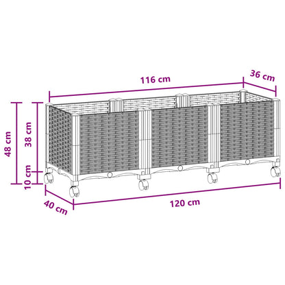 Tuinschaal met wielen Bruin 120 x 40 x 44 cm PP