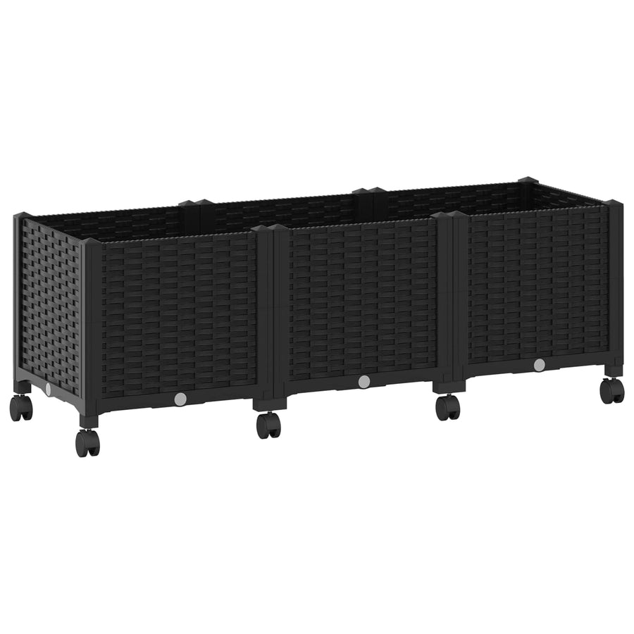 Tuinschaal met wielen Zwart 120 x 40 x 44 cm PP