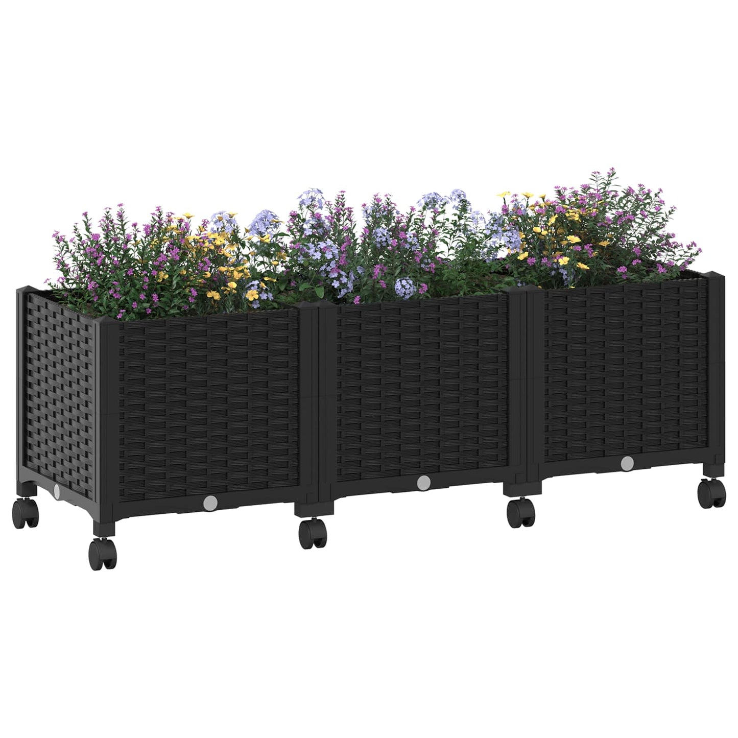 Tuinschaal met wielen Zwart 120 x 40 x 44 cm PP
