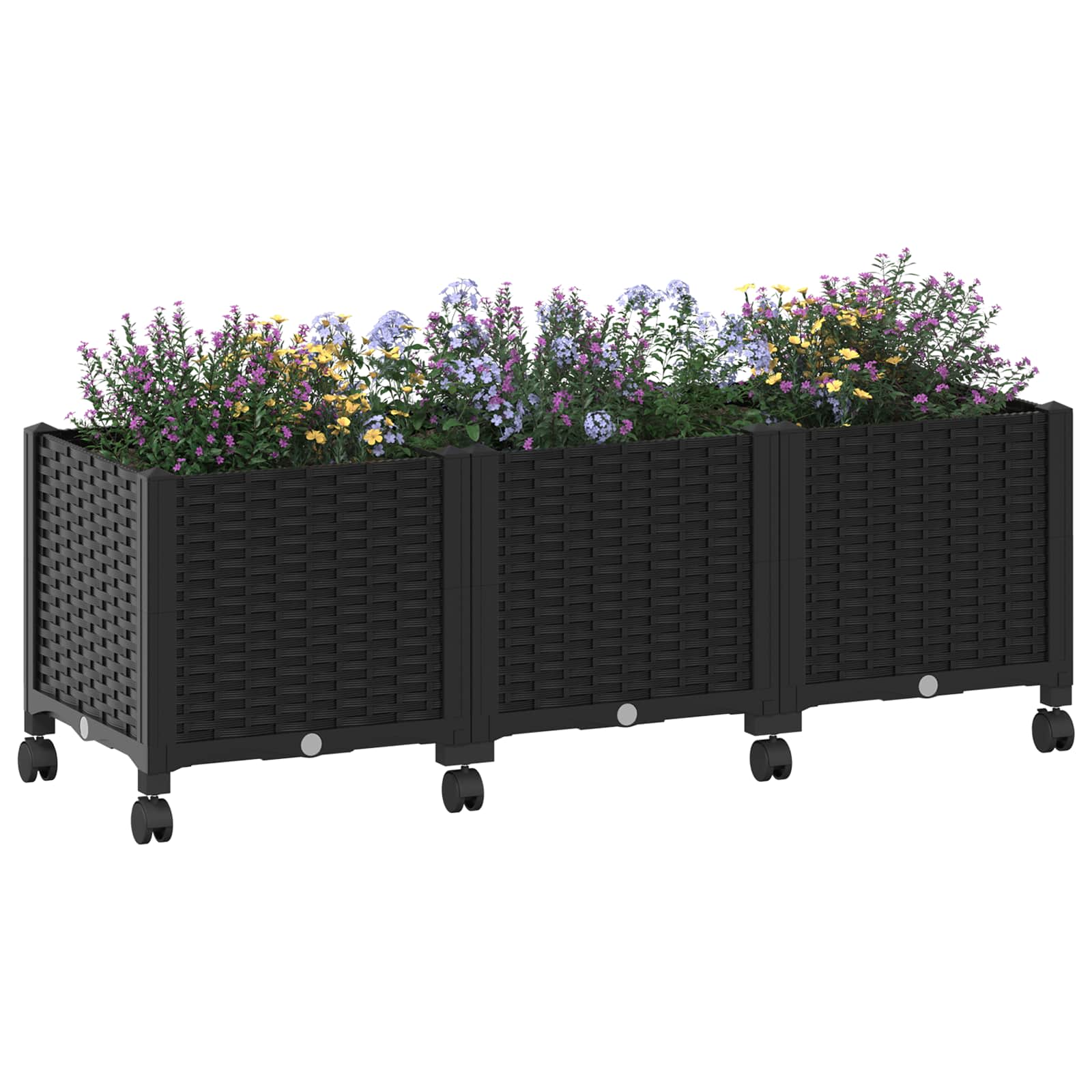Tuinschaal met wielen Zwart 120 x 40 x 44 cm PP