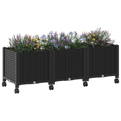 Tuinschaal met wielen Zwart 120 x 40 x 44 cm PP