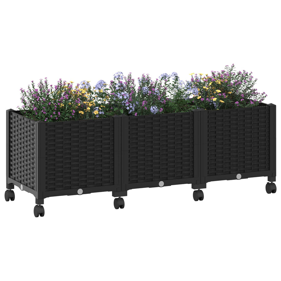 Tuinschaal met wielen Zwart 120 x 40 x 44 cm PP