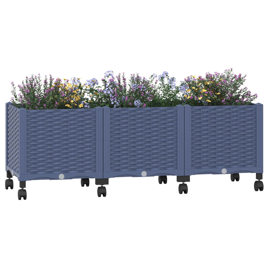 Tuinschaal met wielen Blauw Grijs 120 x 40 x 48 cm PP