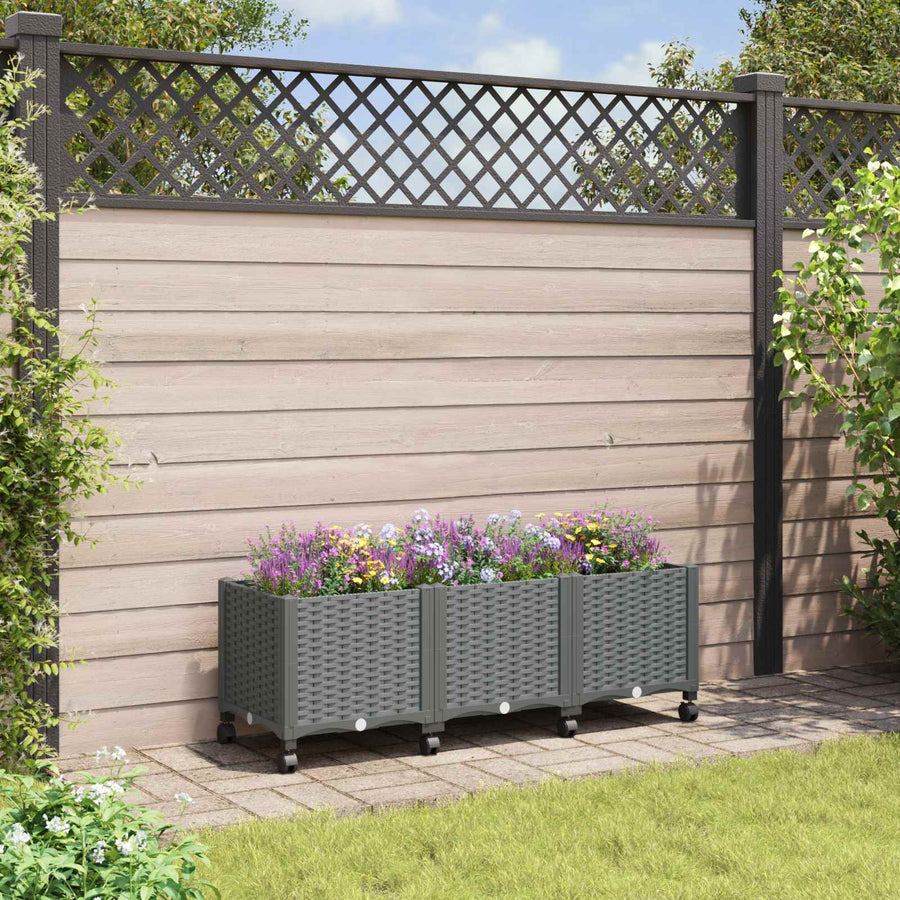 Tuinschaal met wielen Lichtgrijs 120 x 40 x 48 cm PP
