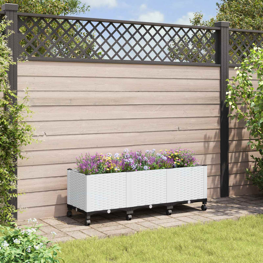 Tuinschaal met wielen Wit 120 x 40 x 48 cm PP