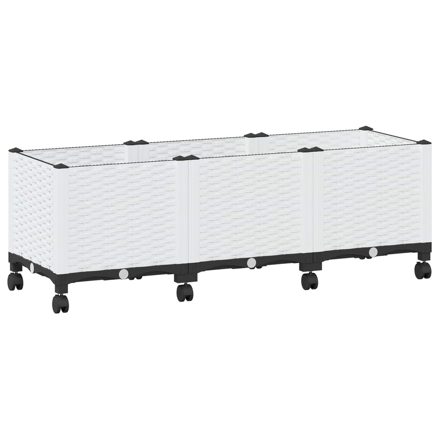 Tuinschaal met wielen Wit 120 x 40 x 48 cm PP