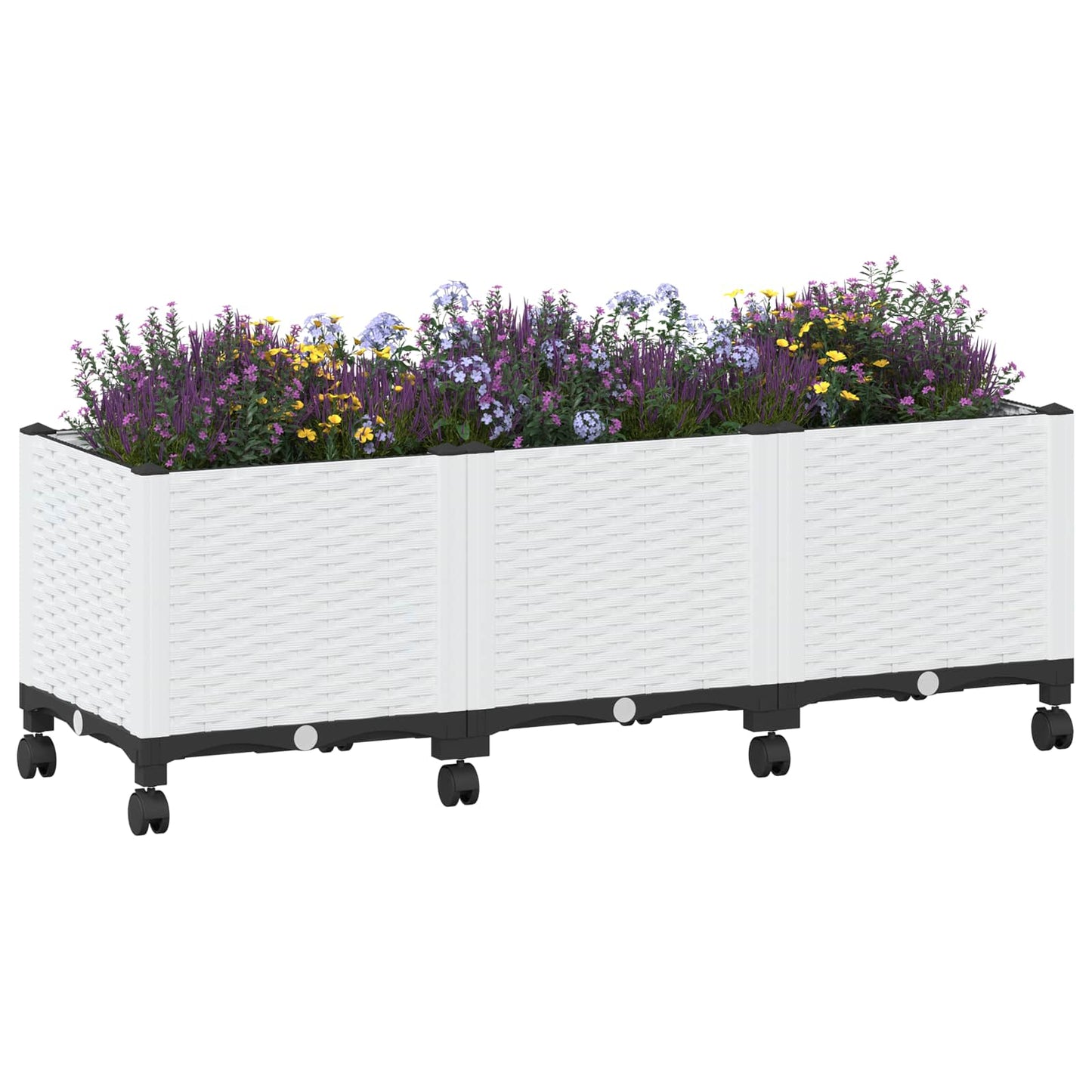 Tuinschaal met wielen Wit 120 x 40 x 48 cm PP