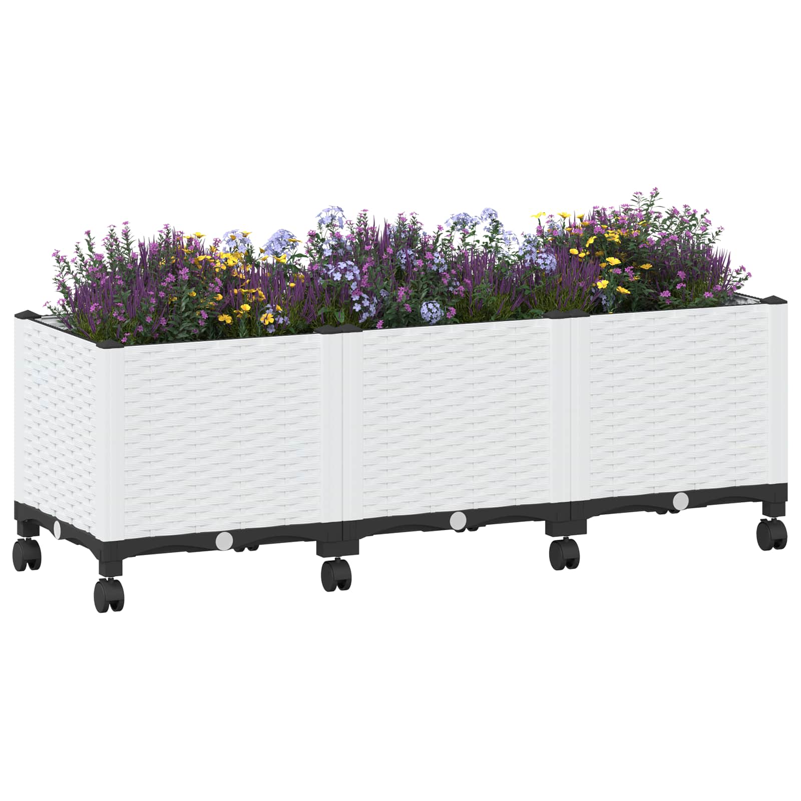 Tuinschaal met wielen Wit 120 x 40 x 48 cm PP