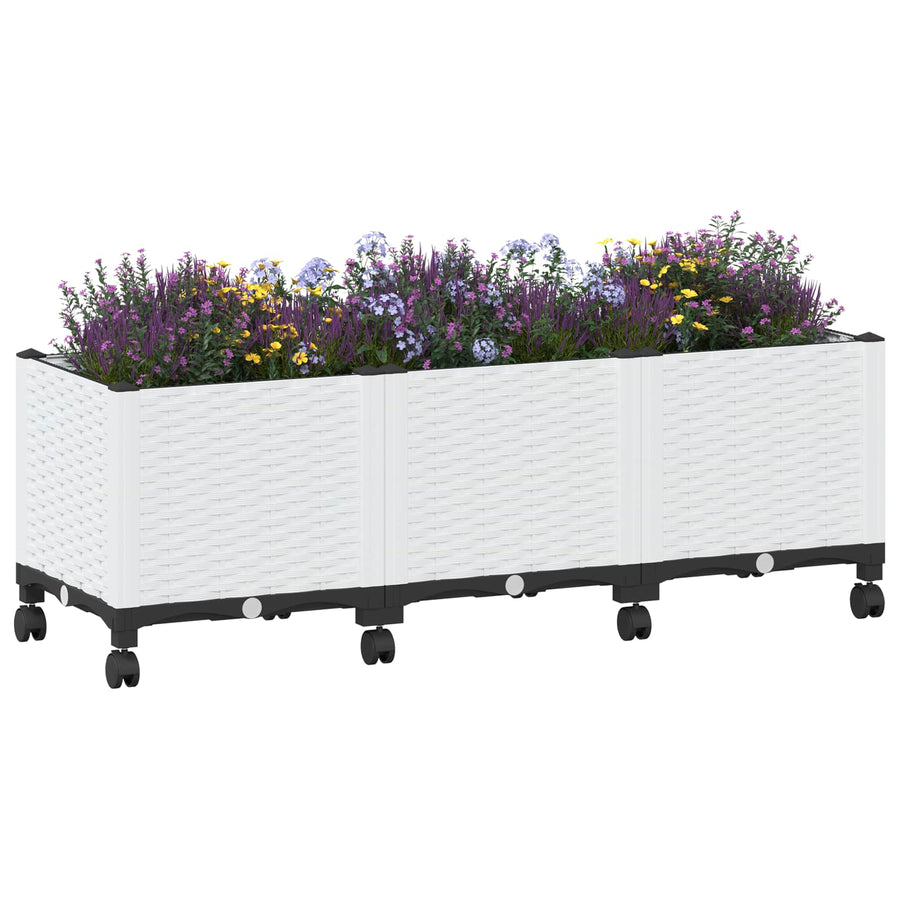 Tuinschaal met wielen Wit 120 x 40 x 48 cm PP