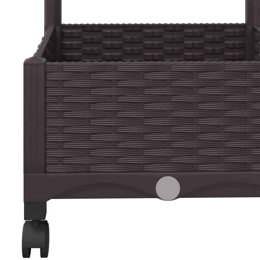 Tuinplantbak met schutting en wielen Bruin 120 x 40 x 131,5 cm