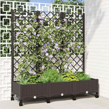 Tuinplantbak met schutting en wielen Bruin 120 x 40 x 131,5 cm