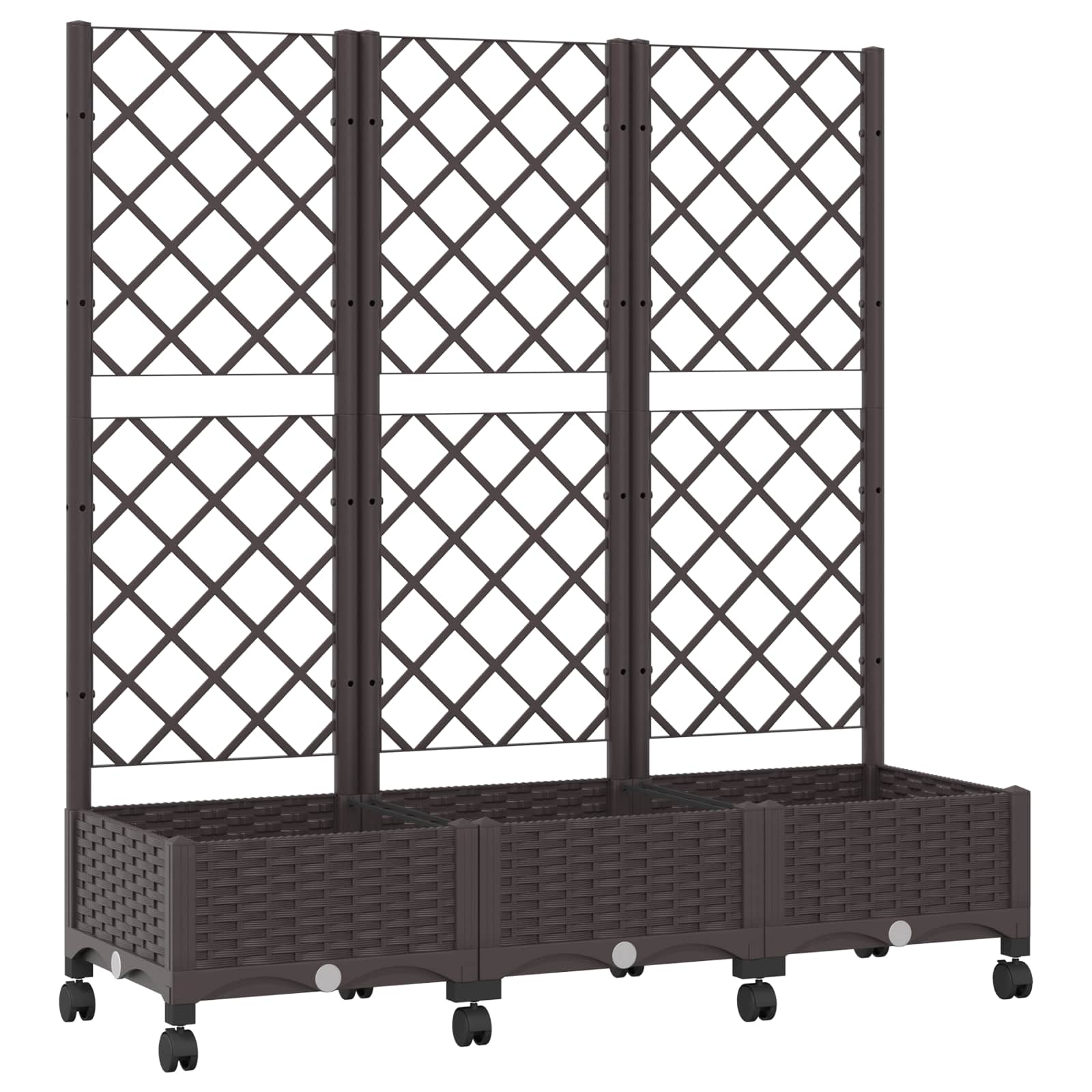 Tuinplantbak met schutting en wielen Bruin 120 x 40 x 131,5 cm