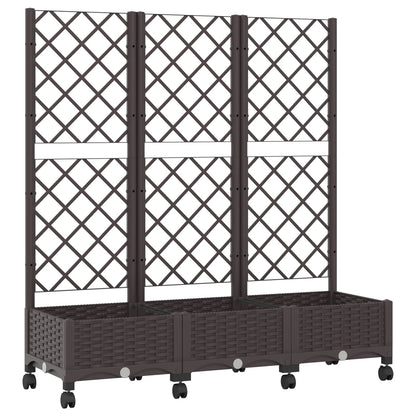 Tuinplantbak met schutting en wielen Bruin 120 x 40 x 131,5 cm