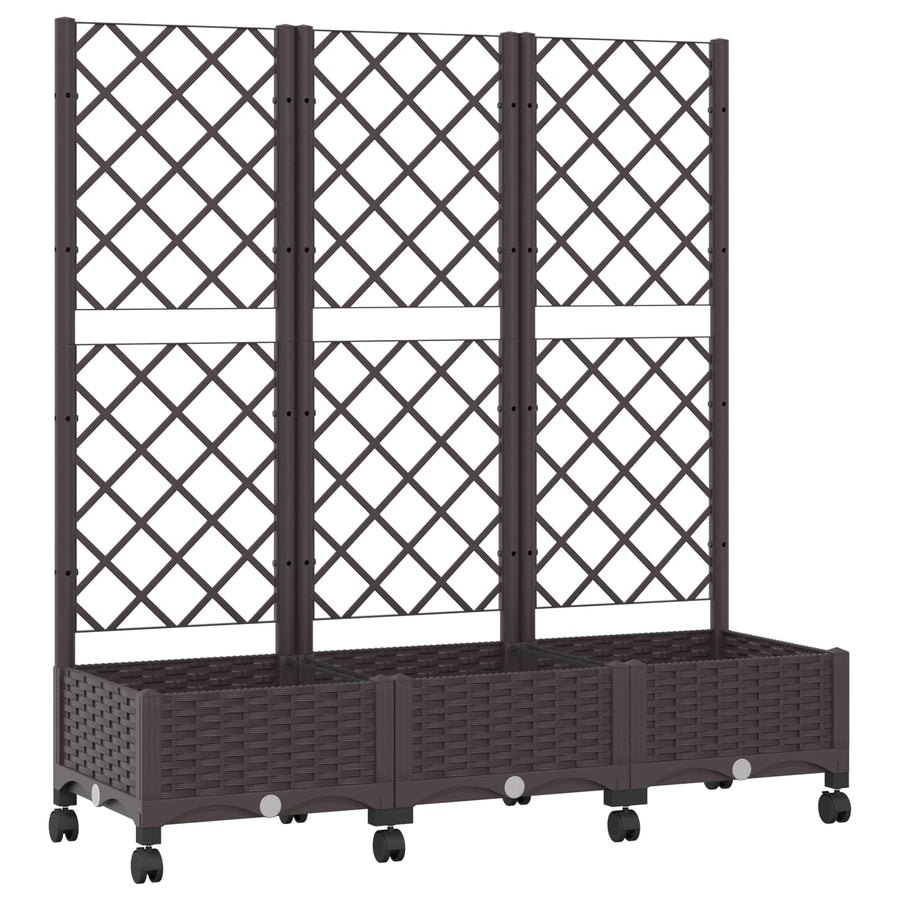 Tuinplantbak met schutting en wielen Bruin 120 x 40 x 131,5 cm