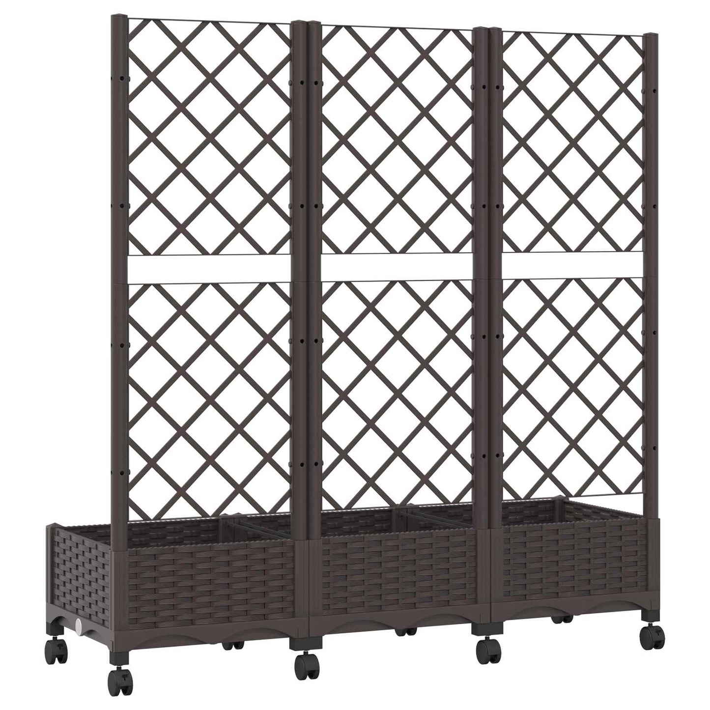 Tuinplantbak met schutting en wielen Bruin 120 x 40 x 131,5 cm