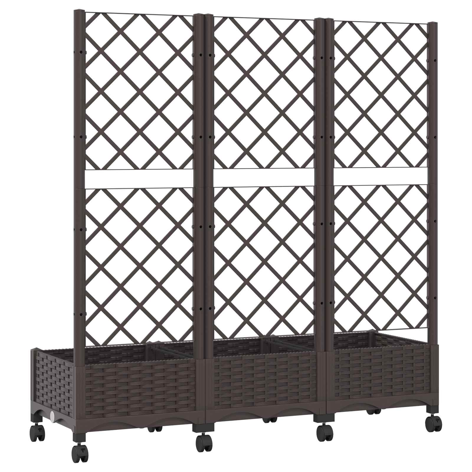 Tuinplantbak met schutting en wielen Bruin 120 x 40 x 131,5 cm
