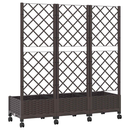 Tuinplantbak met schutting en wielen Bruin 120 x 40 x 131,5 cm