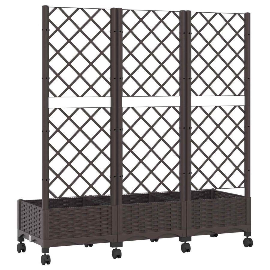 Tuinplantbak met schutting en wielen Bruin 120 x 40 x 131,5 cm