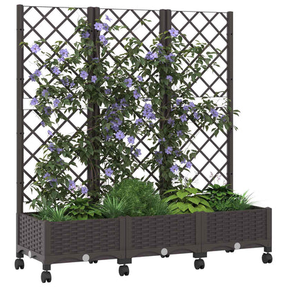 Tuinplantbak met schutting en wielen Bruin 120 x 40 x 131,5 cm