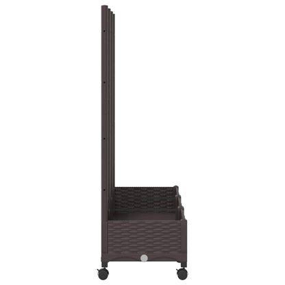 Tuinplantbak met schutting en wielen Bruin 120 x 40 x 131,5 cm