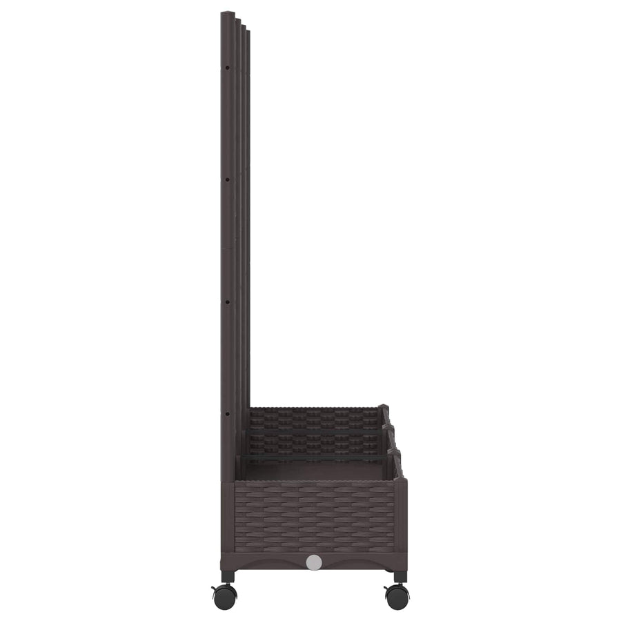 Tuinplantbak met schutting en wielen Bruin 120 x 40 x 131,5 cm