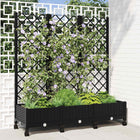 Plantenbak met klimrek en wielen 120x40x131,5 cm zwart