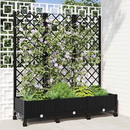Tuinplantbak met schutting en wielen Zwart 120 x 40 x 131,5 cm