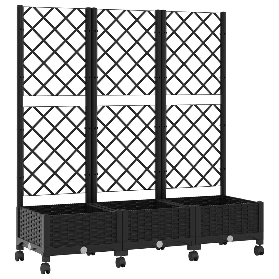 Tuinplantbak met schutting en wielen Zwart 120 x 40 x 131,5 cm