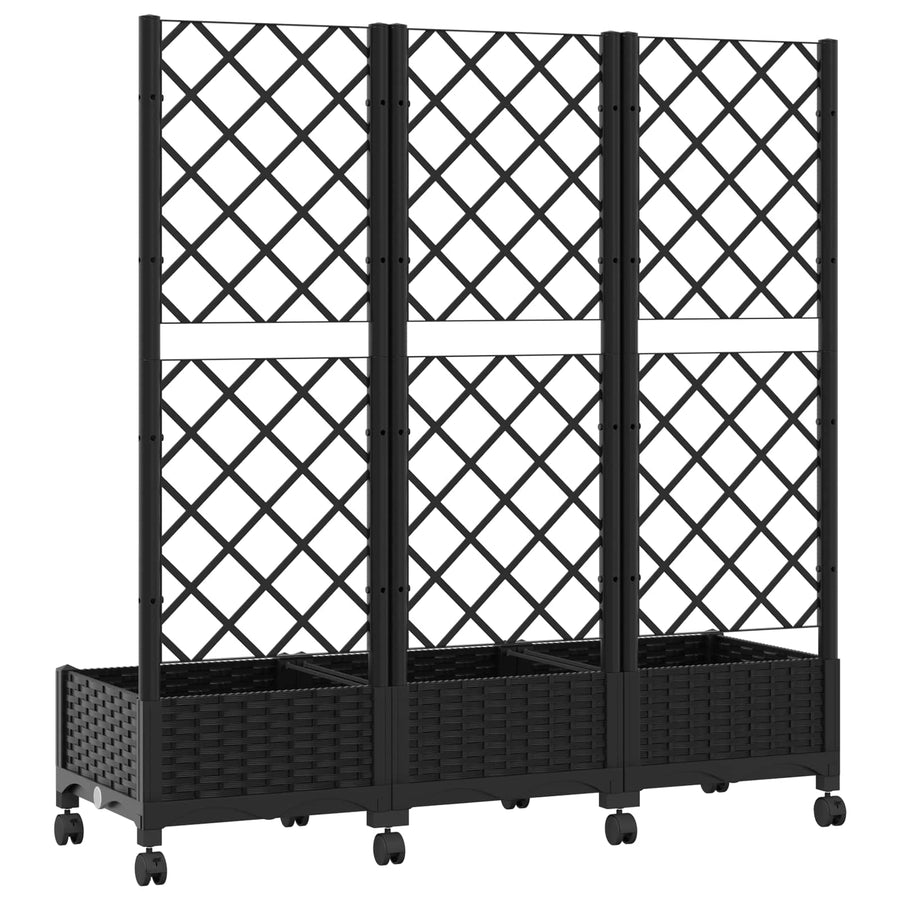 Tuinplantbak met schutting en wielen Zwart 120 x 40 x 131,5 cm