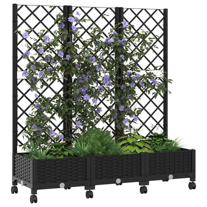 Tuinplantbak met schutting en wielen Zwart 120 x 40 x 131,5 cm