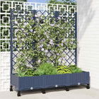 Plantenbak met schutting 120x40x131.5 cm blauwgrijs PP