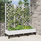 Plantenbak met schutting en wielen 120x40x131,5 cm wit